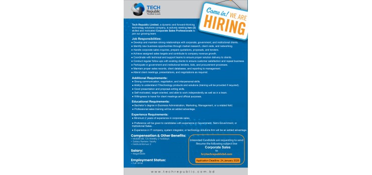 Career Opportunity – Corporate Sales